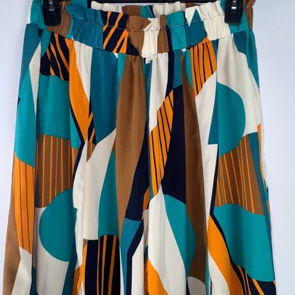 Shein Curve Women Slit Wide Leg Geometric Pants X-Large Brown Causal Work Flowy - Picture 4 of 9